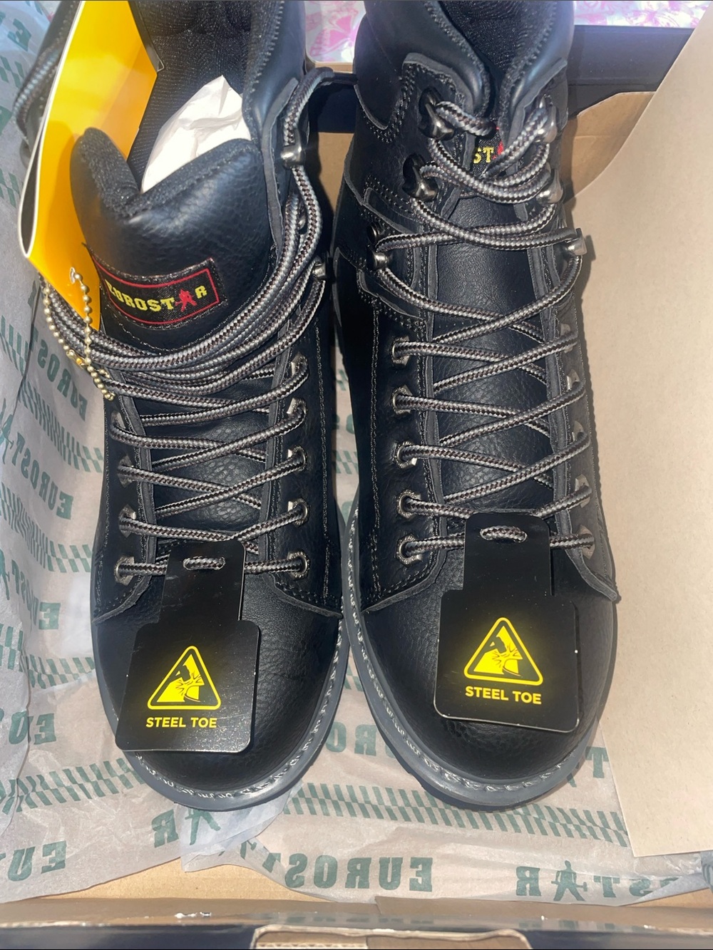 Eurostar Black men Steel-Toe Lace-Up Work Boots